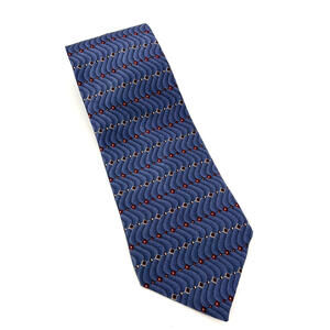 Chez Roffe New York 100% Silk Necktie Geometric Design Blue